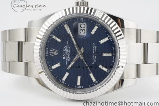 Bracelet Steel JDF DateJust on SS Dial Blue V2 VR3235 41 904L Oyster Textured 0309